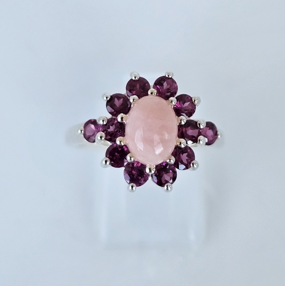 Victoria Wieck Jewelry - Vintage Natural Peruvian Opal & Rhodolite Garnet Sterling Silver Size 8!